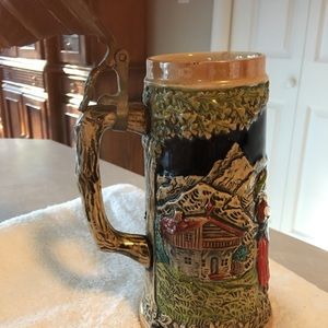 Vintage:German Beer Stein. Metal and ceramic.